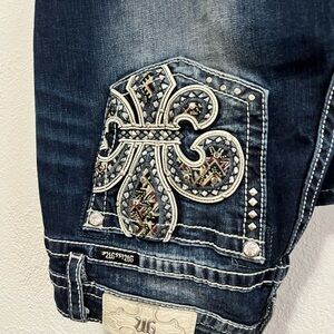 Miss Me Embroidered Y2K Denim Jeans with Cross Design